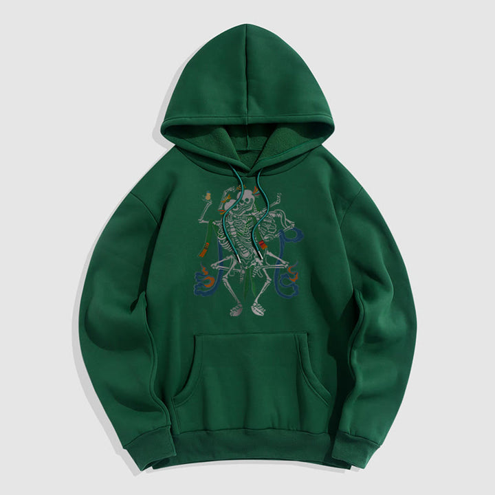 Buddha Stones Tibetan The Lord Of The Corpse Forest Design Fleece Lined Hoodie