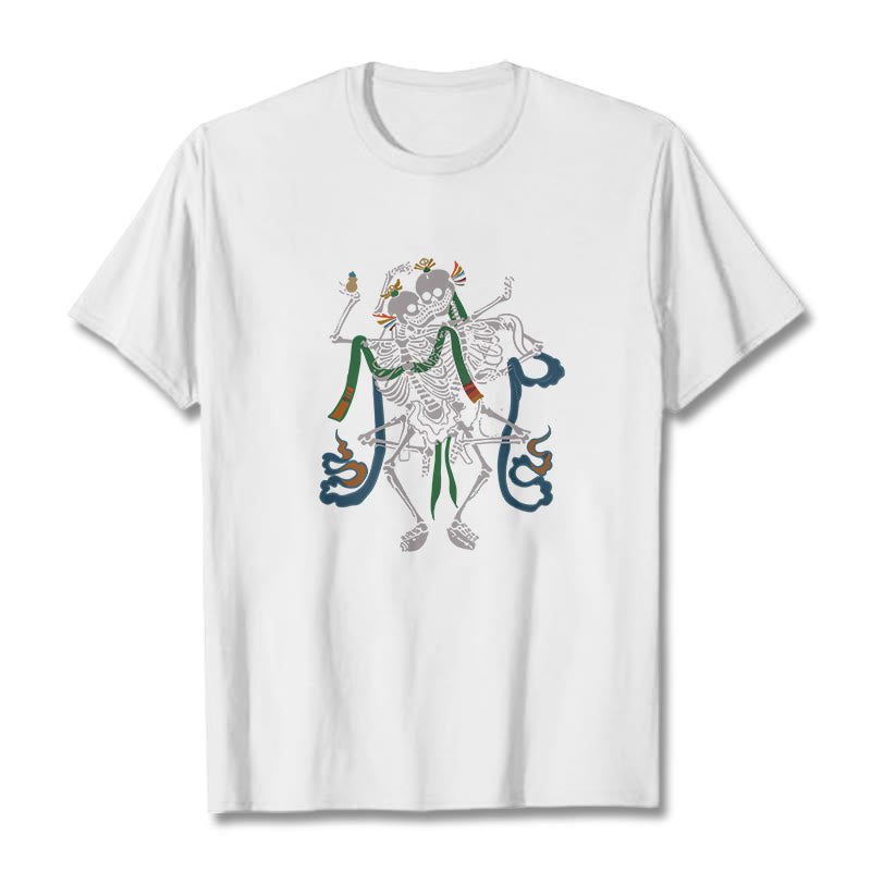 Buddha Stones Tibetan The Lord Of The Corpse Forest Design Tee T-shirt - White - 2XL - image 8