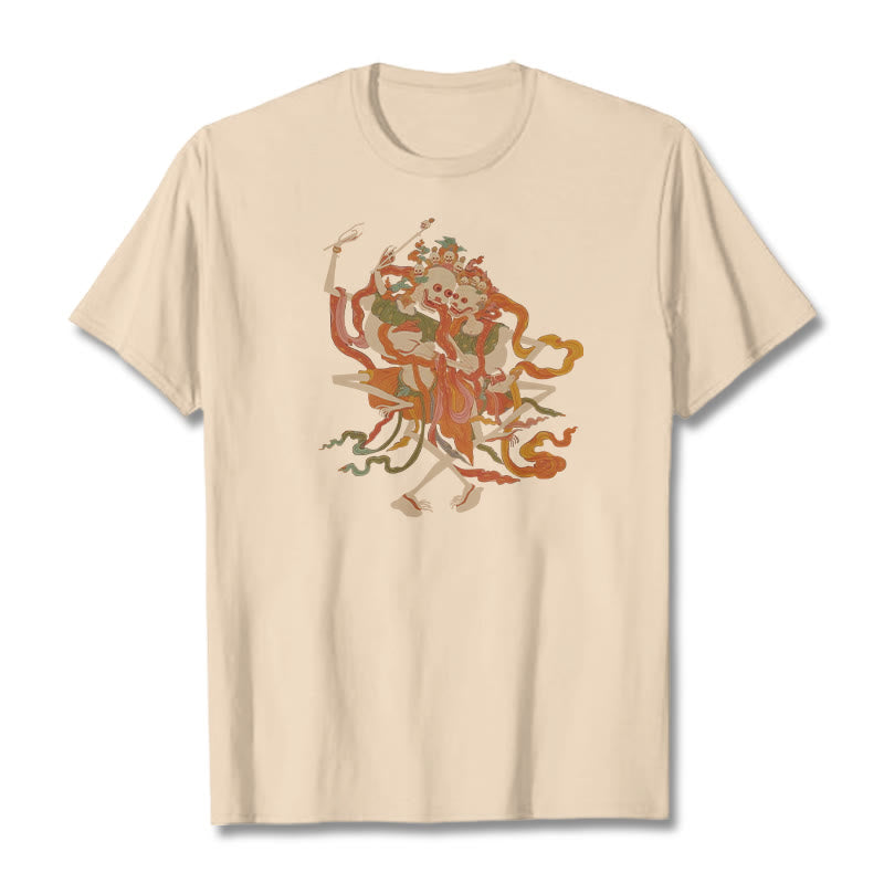 Buddha Stones Tibetan Colorful The Lord Of The Corpse Forest Pattern Tee T-shirt - Bisque - 2XL - image 1