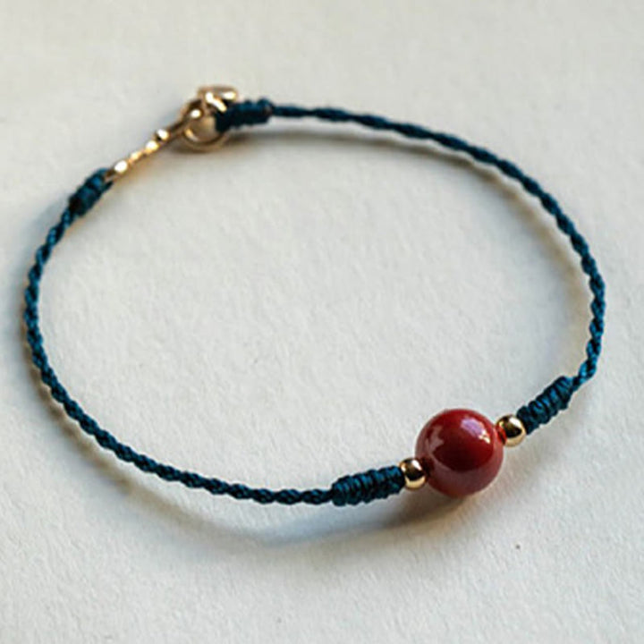 Buddha Stones Handmade String Cinnabar Buckle Blessing Bracelet