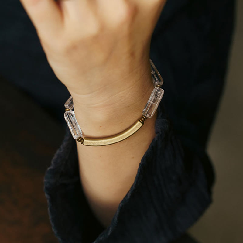 Buddha Stones Square White Crystal Copper Luck Bracelet