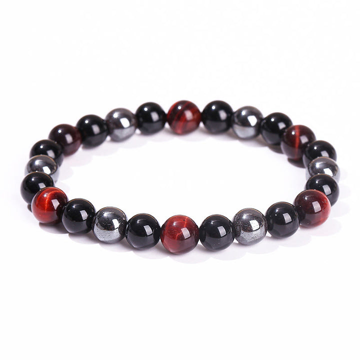 Buddha Stones Natural Tiger's Eye Obsidian Hematite Positive Powerful Bracelet