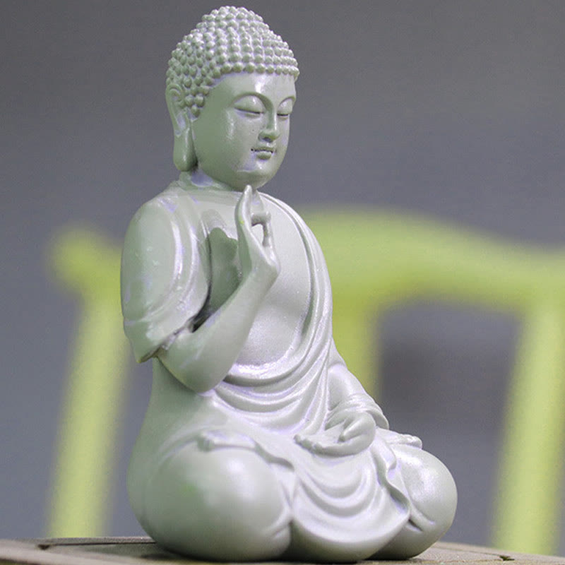 Buddha Stones Small Meditation Prayer Resin Buddha Statue Compassion Home Desk Decoration