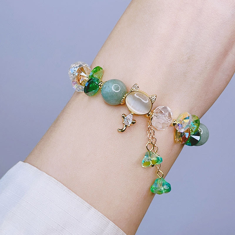 Buddha Stones Amethyst Green Crystal Red Crystal Cat Balance Bracelet - image 9