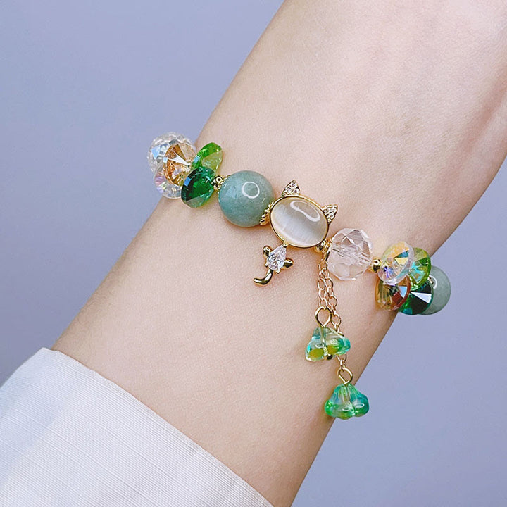Buddha Stones Amethyst Green Crystal Red Crystal Cat Balance Bracelet - image 9