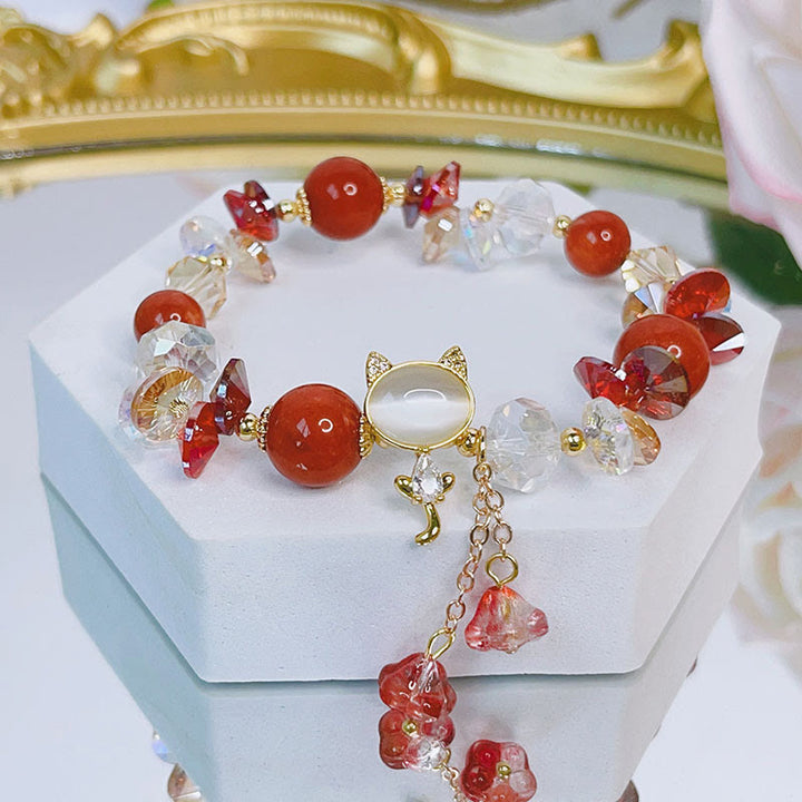 Buddha Stones Amethyst Green Crystal Red Crystal Cat Balance Bracelet - image 15