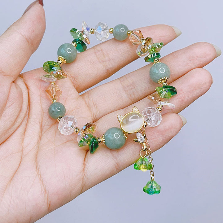 Buddha Stones Amethyst Green Crystal Red Crystal Cat Balance Bracelet - image 8