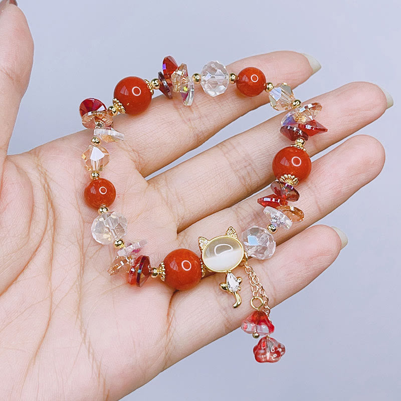 Buddha Stones Amethyst Green Crystal Red Crystal Cat Balance Bracelet - image 13