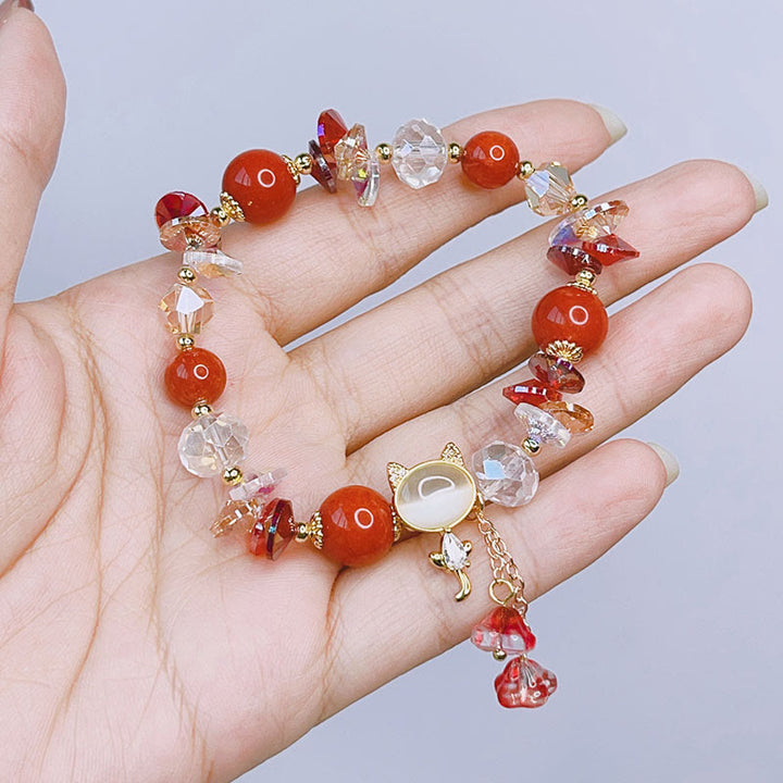 Buddha Stones Amethyst Green Crystal Red Crystal Cat Balance Bracelet - image 13