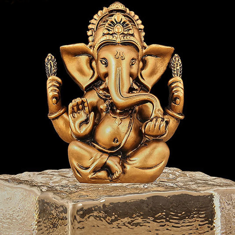 Buddha Stones Ganesh Ganpati Elephant Statue Transformation Home Resin Decoration - Bronze Ganesh - 8.5*5*11.5cm - image 10