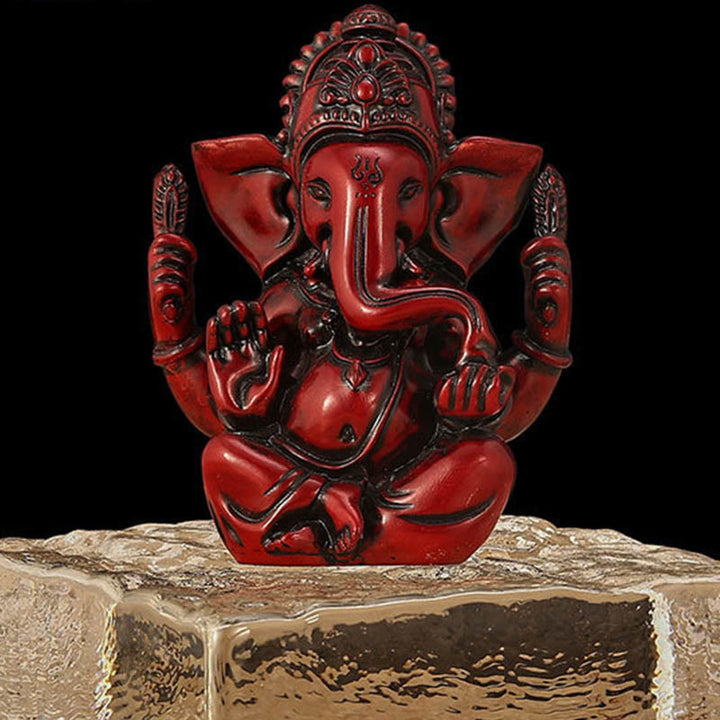 Buddha Stones Ganesh Ganpati Elephant Statue Transformation Home Resin Decoration - Red Ganesh - 8.5*5*11.5cm - image 11