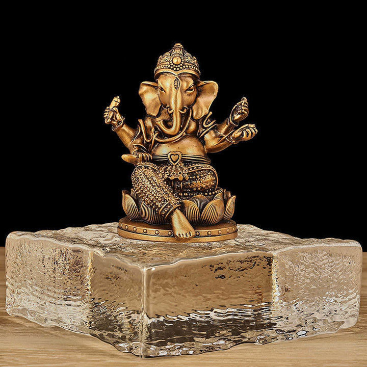 Buddha Stones Mini Small Ganesh Ganpati Elephant Meditation Statue Reflection Home Resin Decoration - Bronze Ganesh - Small 9*7.5*11cm - image 14