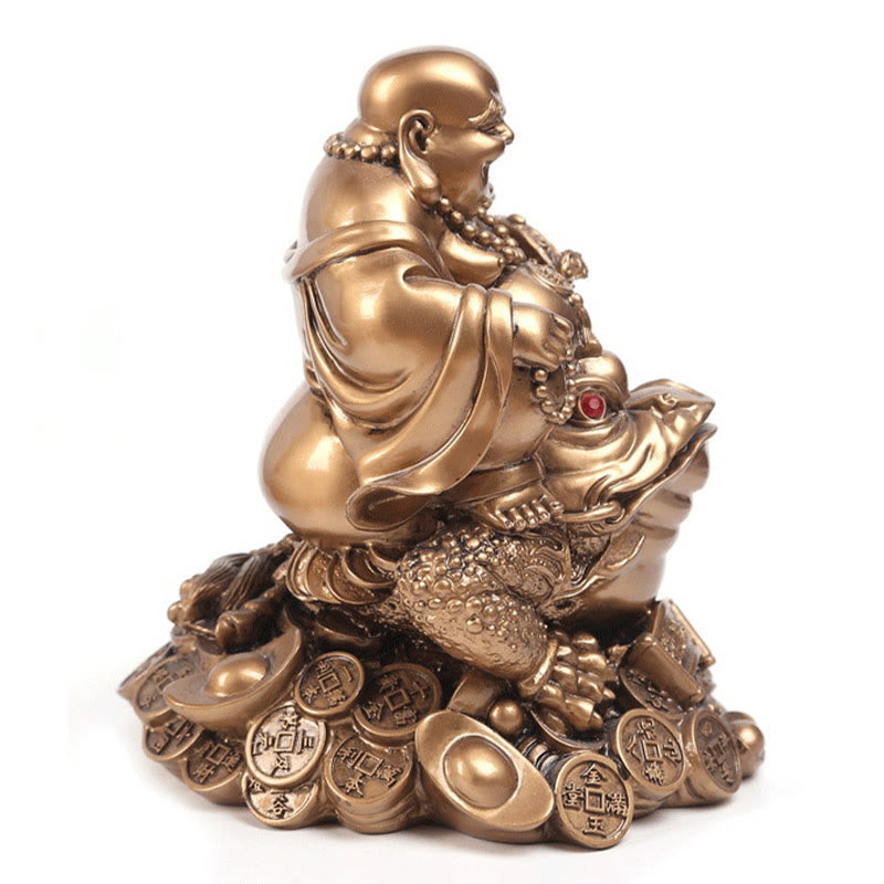 Buddha Stones Laughing Buddha Feng Shui Frog Toad Copper Coins Attract Wealth Resin Statue Home Decoration - image 16