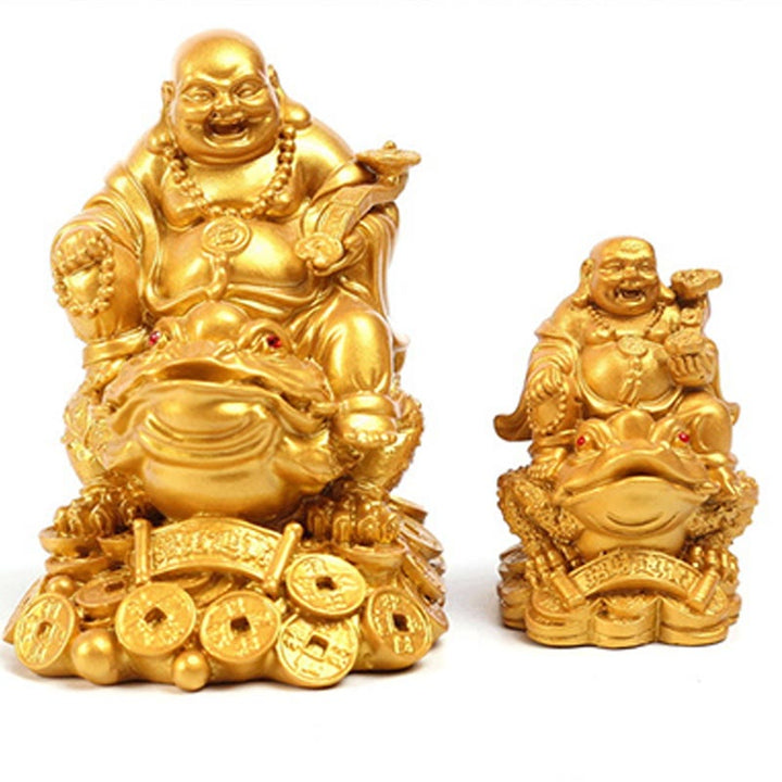 Buddha Stones Laughing Buddha Feng Shui Frog Toad Copper Coins Attract Wealth Resin Statue Home Decoration - image 7