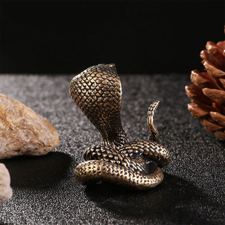 Buddha Stones Mini Small Year of the Snake Cobra Brass Copper Home Decoration