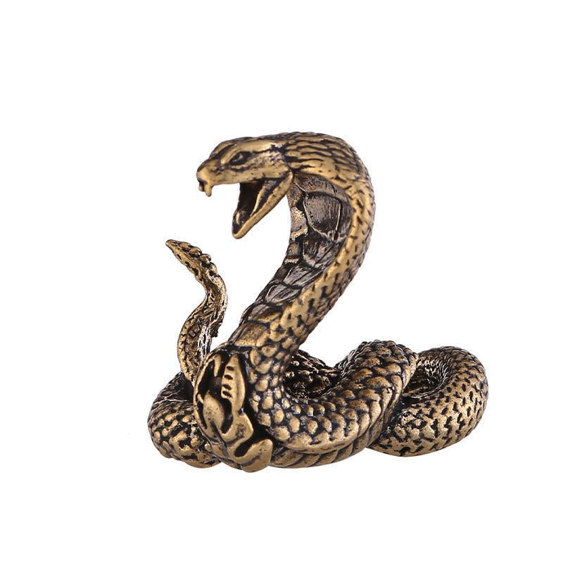 Buddha Stones Mini Small Year of the Snake Cobra Brass Copper Home Decoration - image 4
