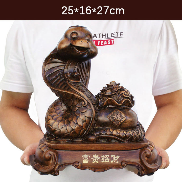 Buddha Stones Year Of The Snake Fu Character Treasure Bowl Ingots Gather Wealth Resin Home Statue Decoration