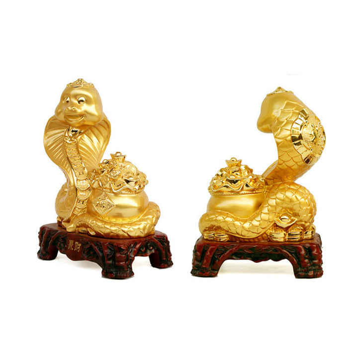 Buddha Stones Year Of The Snake Fu Character Treasure Bowl Ingots Gather Wealth Resin Home Statue Decoration