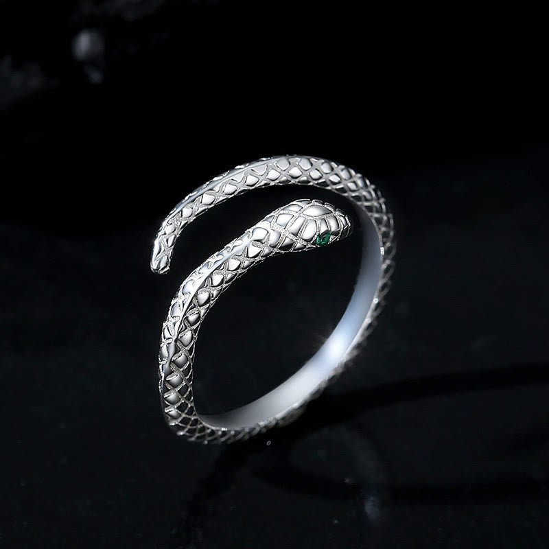 Buddha Stones 999 Sterling Silver Adjustable Snake-shaped Wrap Open Year Of The Snake Clam Ring