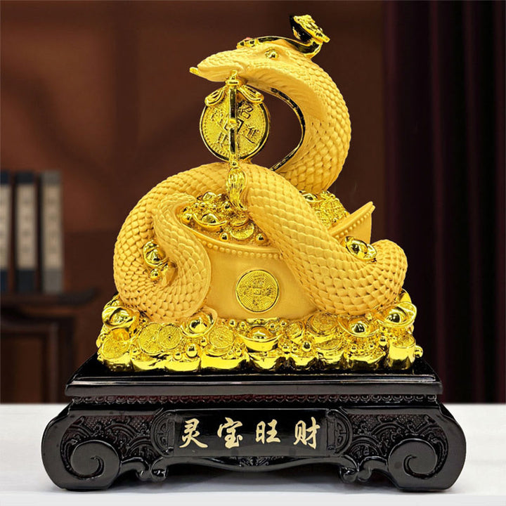 Buddha Stones Year Of The Snake Copper Coins Ingots Attract Fortune Resin Statue Home Decoration