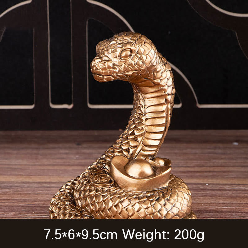 Buddha Stones Year Of The Snake Gold Ingots Copper Coins Wealth Resin Statue Home Decoration