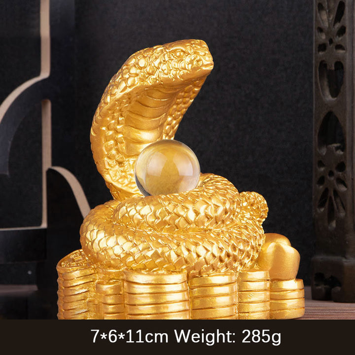 Buddha Stones Year Of The Snake Ingots Copper Coins Ball Wealth Resin Statue Home Decoration