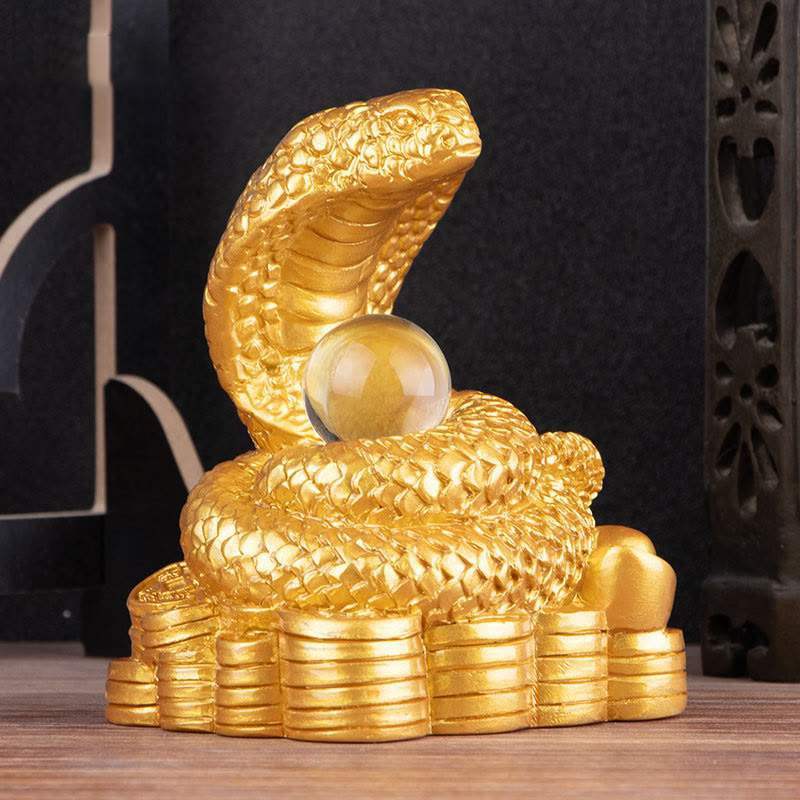 Buddha Stones Year Of The Snake Ingots Copper Coins Ball Wealth Resin Statue Home Decoration