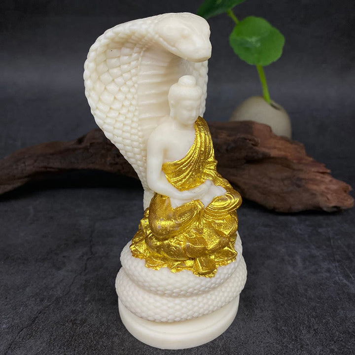 Buddha Stones Tathagata Shakyamuni Snake Lotus Ivory Fruit Meditation Statue Serenity Home Decoration - image 10
