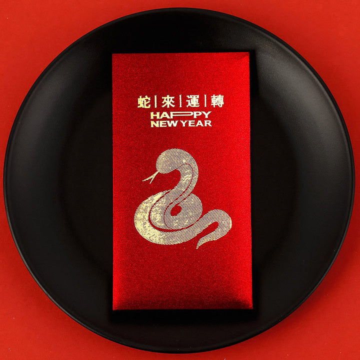 Buddha Stones 6Pcs Chinese Red Envelope Year of the Snake Lucky Money Envelopes 2025 New Year