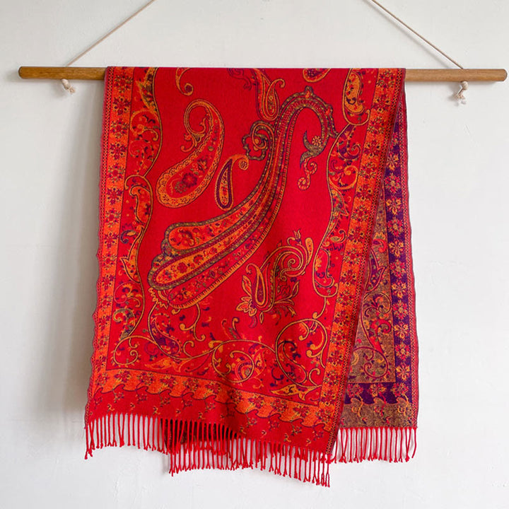 Buddha Stones Tibetan Cashew Flower Tassel Shawl Fall Winter Cozy Travel Scarf Wrap - image 16