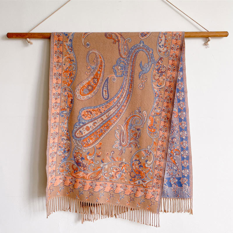 Buddha Stones Tibetan Cashew Flower Tassel Shawl Fall Winter Cozy Travel Scarf Wrap - image 33