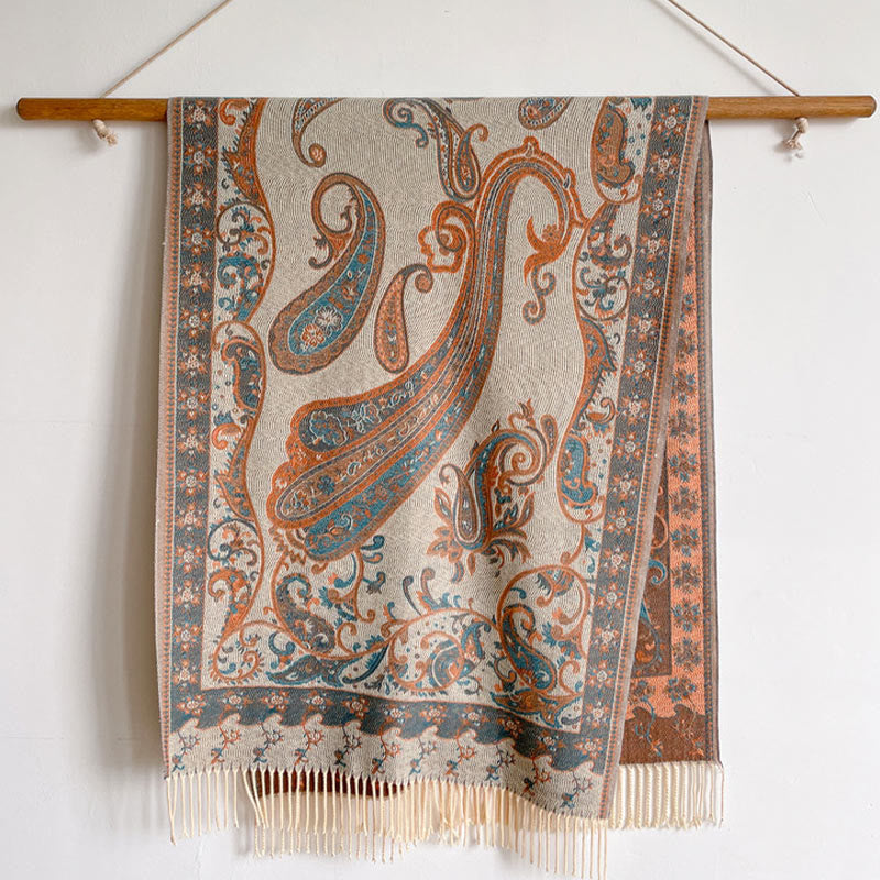 Buddha Stones Tibetan Cashew Flower Tassel Shawl Fall Winter Cozy Travel Scarf Wrap - image 42