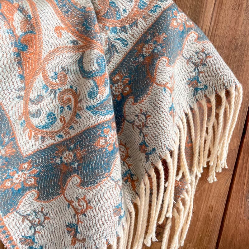 Buddha Stones Tibetan Cashew Flower Tassel Shawl Fall Winter Cozy Travel Scarf Wrap - image 41