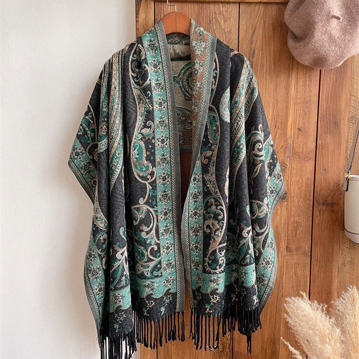 Buddha Stones Tibetan Cashew Flower Tassel Shawl Fall Winter Cozy Travel Scarf Wrap - image 5
