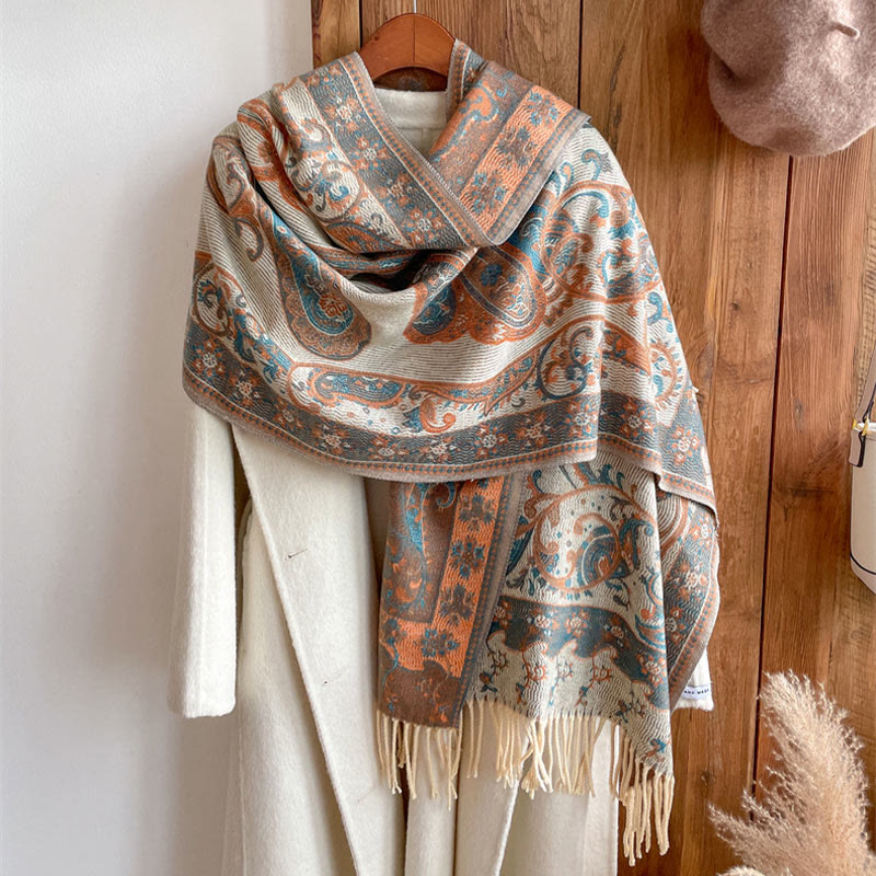 Buddha Stones Tibetan Cashew Flower Tassel Shawl Fall Winter Cozy Travel Scarf Wrap - image 40