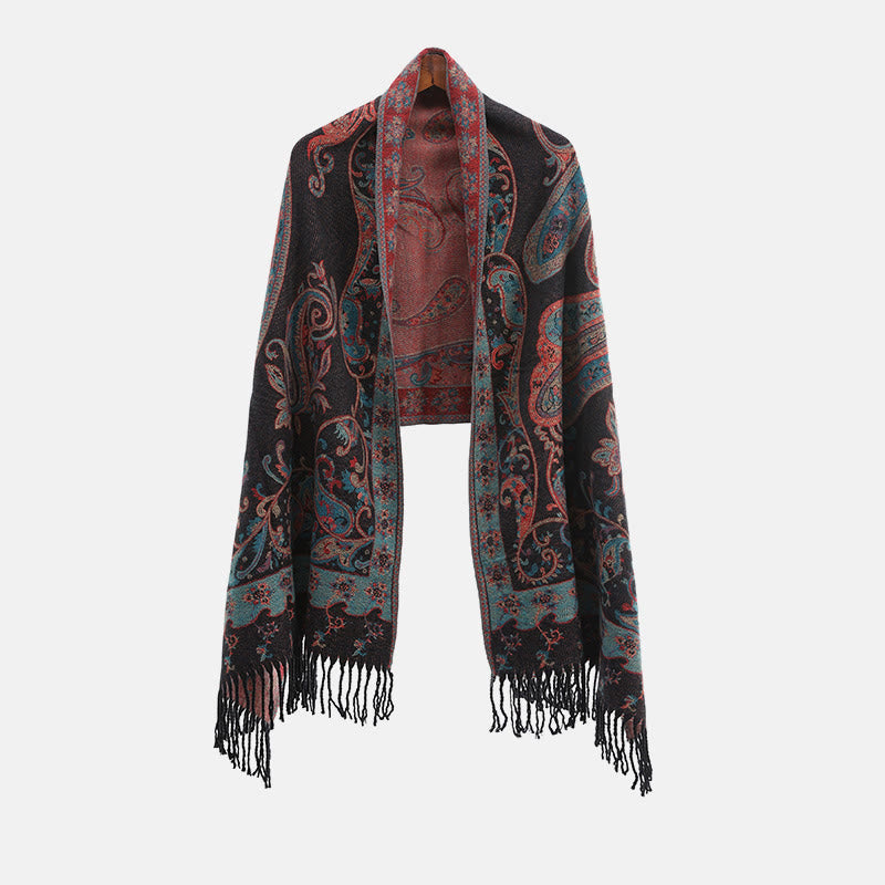 Buddha Stones Tibetan Cashew Flower Tassel Shawl Fall Winter Cozy Travel Scarf Wrap - image 29