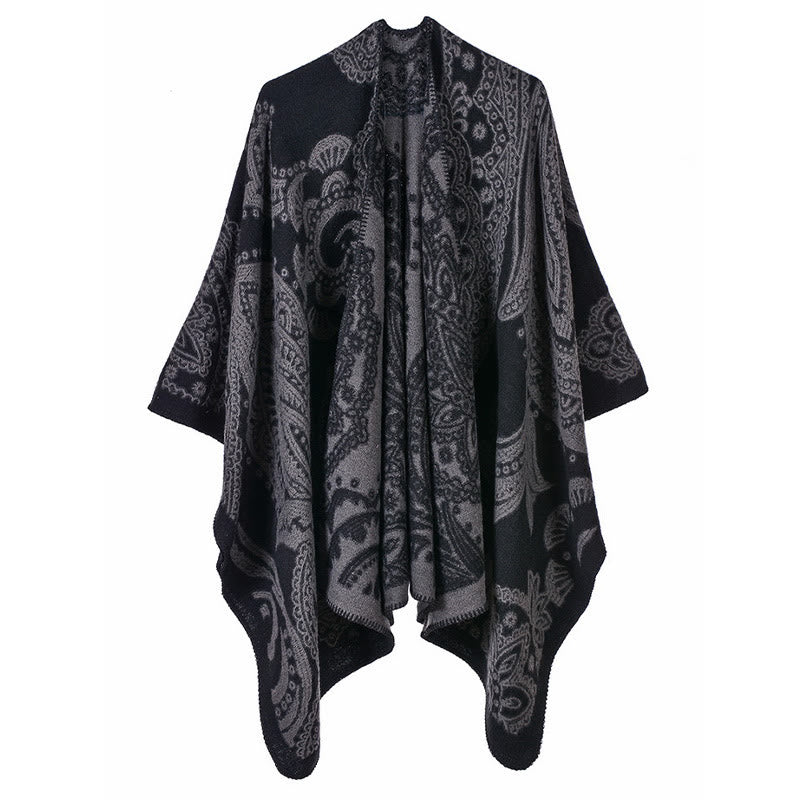 Buddha Stones Tibetan Cashew Flower Shawl Fall Winter Cozy Scarf Wrap - DarkGray - 130*150cm - image 10