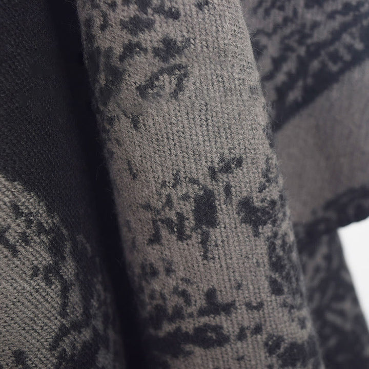 Buddha Stones Black Gray Sika Deer Animal Forest Double-sided Shawl Fall Winter Warm Scarf Wrap - image 17