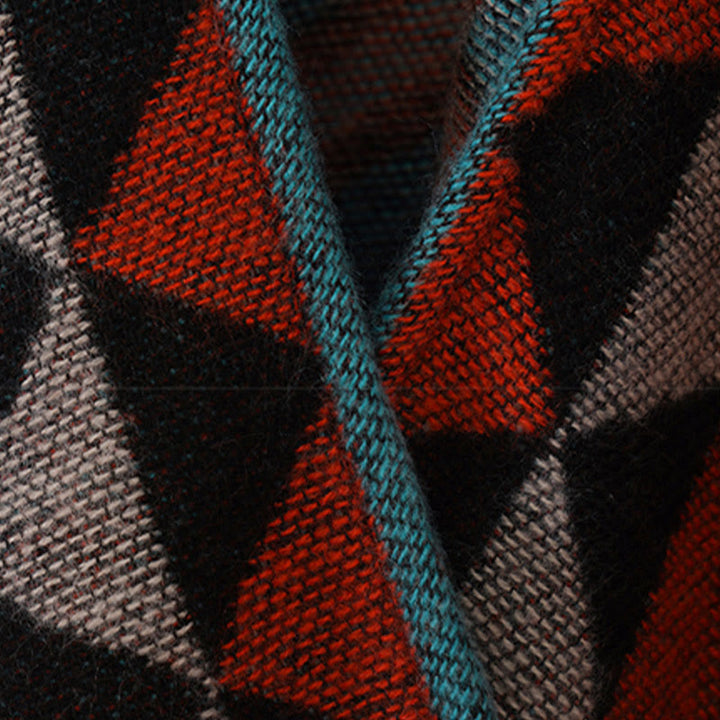 Buddha Stones Tibetan Orange Geometric Rhombus Pattern Tassels Shawl Fall Winter Warm Scarf Wrap - image 20