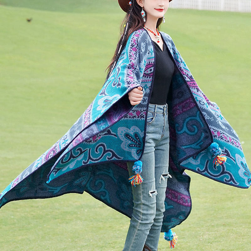 Buddha Stones Tibetan Geometric Horizontal Stripe Flowers Pattern Shawl Fall Winter Warm Soft Scarf Wrap - image 1