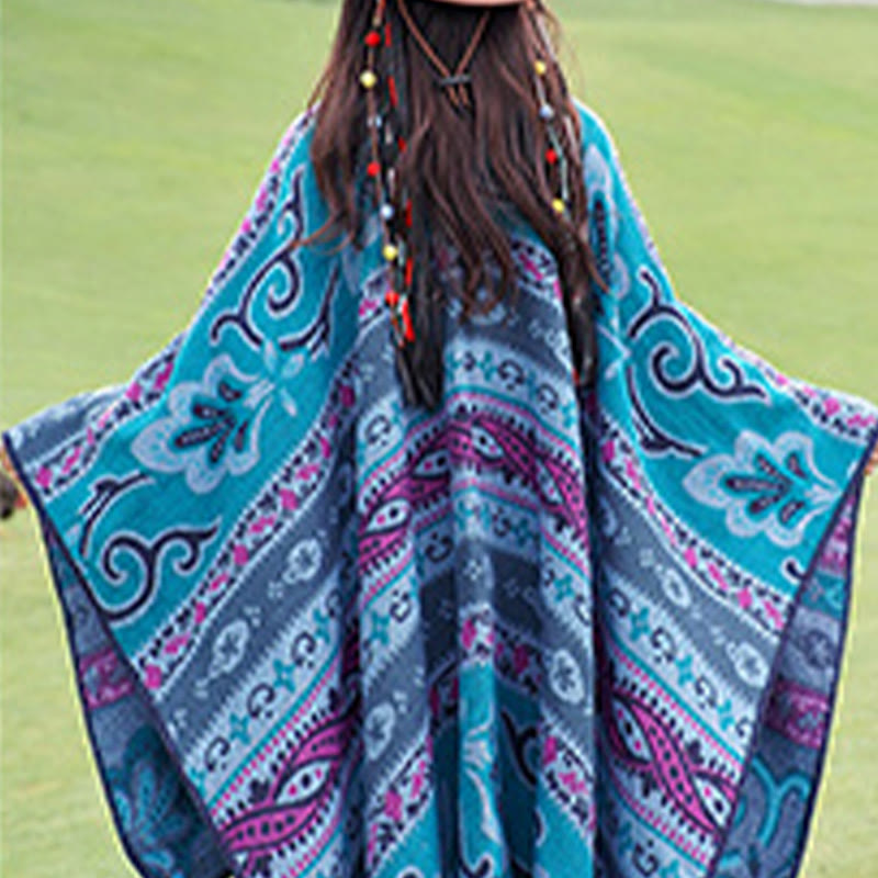 Buddha Stones Tibetan Geometric Horizontal Stripe Flowers Pattern Shawl Fall Winter Warm Soft Scarf Wrap - image 3