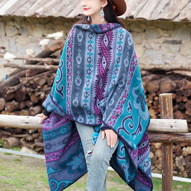 Buddha Stones Tibetan Geometric Horizontal Stripe Flowers Pattern Shawl Fall Winter Warm Soft Scarf Wrap - image 4