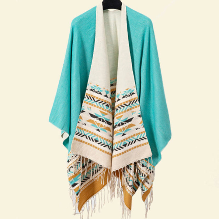 Buddha Stones Tibetan Geometric Rhombus Pattern Tassels Shawl Fall Winter Warm Cozy Scarf Wrap - image 28