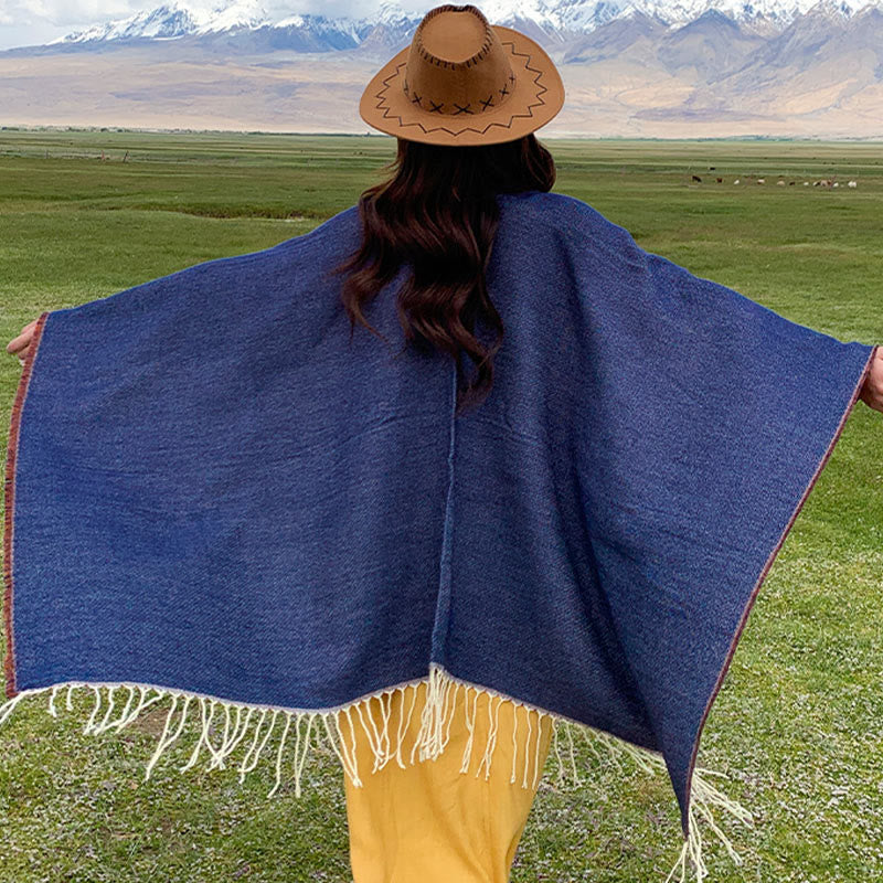 Buddha Stones Tibetan Geometric Round Mandala Pattern Tassels Shawl Fall Winter Cozy Scarf Wrap With Pockets - image 36