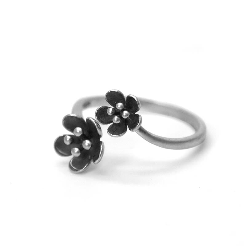 Buddha Stones 925 Sterling Silver Flowers Ring