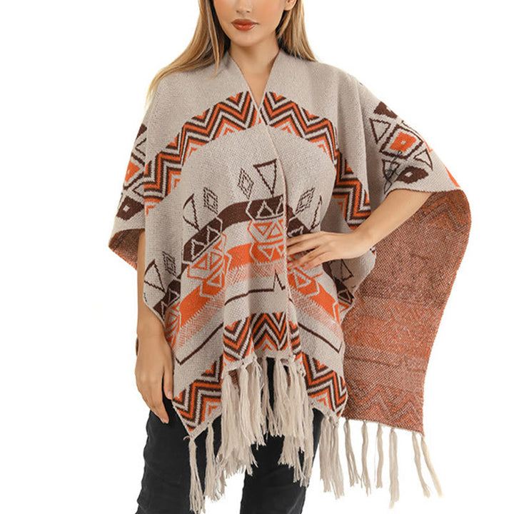 Buddha Stones Tibetan Wave Stripe Geometry Tassels Shawl Fall Winter Cozy Scarf Wrap - image 24