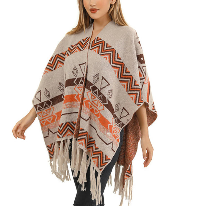 Buddha Stones Tibetan Wave Stripe Geometry Tassels Shawl Fall Winter Cozy Scarf Wrap - image 26