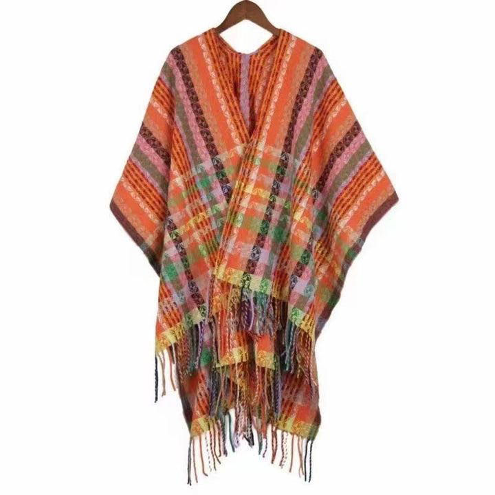 Buddha Stones Tibetan Colorful Stripe Geometry Tassels Shawl Fall Winter Soft Scarf Wrap