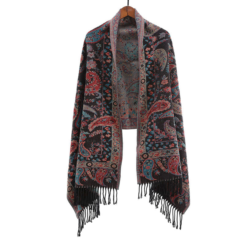 Buddha Stones Tibetan Cashew Flowers Leaves Vine Tassels Shawl Fall Winter Soft Cozy Scarf Wrap - image 33