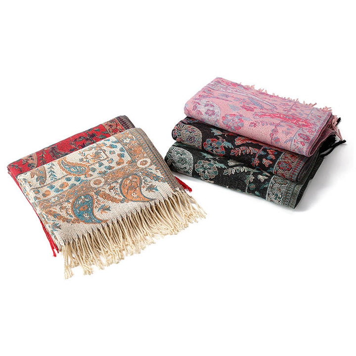 Buddha Stones Tibetan Cashew Flowers Leaves Vine Tassels Shawl Fall Winter Soft Cozy Scarf Wrap - image 38